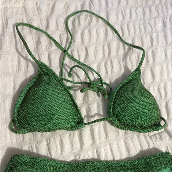 NWOT Vix Paulahermanny Green Textured Bikini Set - Picture 3 of 8